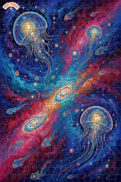 Esranın Dünyası لوحة زيتية لرحلة المجرة مع قنديل البحر الكوني 500 قطعة مقاس 5...