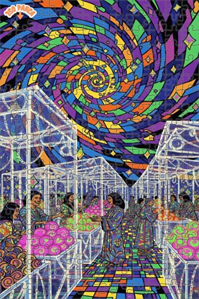 Esranın Dünyası لغز فني على شكل ساحة سوق حلزونية ملونة بمظهر لوحة زيتية 250 ق...