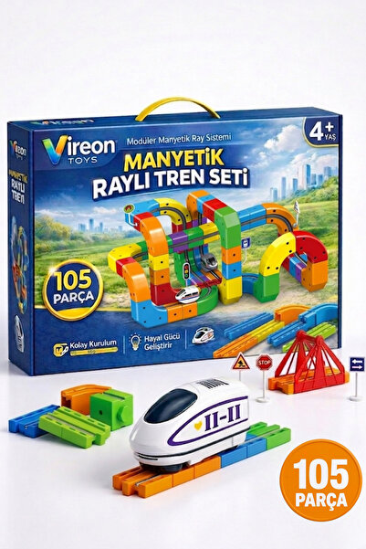 Vireon Manyetik Raylı Tren Seti 105 Parça - Eğitici ve Zeka Geliştirici 3D Mı...