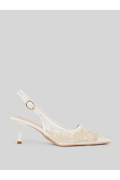 Styli Lace Slingback Stiletto Heels Shoes