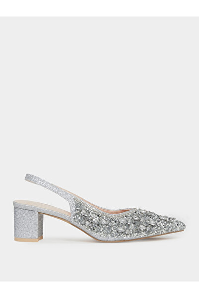 Take Two By Styli Silver Glitter Embellished Slingback Sandals