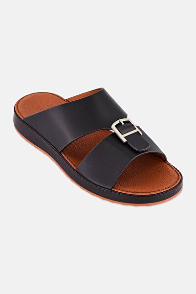 London Fog Men Slip On Arabic Sandals, Dark Brown