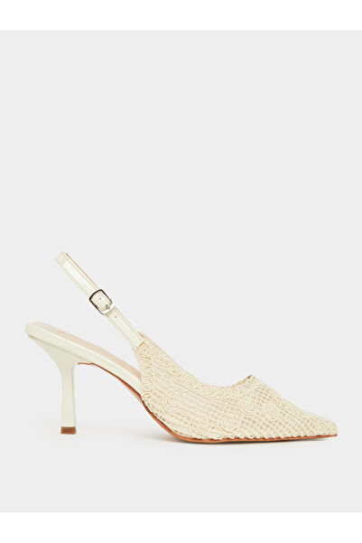 Styli Beige Lace Slingback Shoes