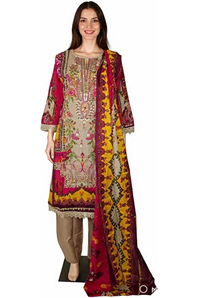 Generic Women's Traditional Pakistani Cotton Salwar Kameez with Dupatta, Flor...