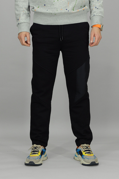 Souris Men's Black Regular Fit Jogger Pants Sweatpants with Zipper on the Side Pocketed Pack of Cotton