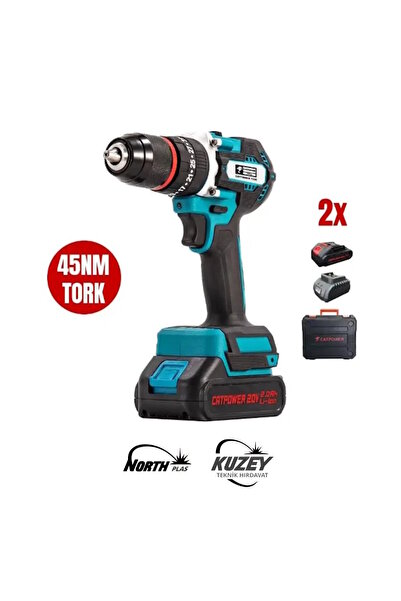 CATPOWER EL ALETLERİ CATPOWER 1325 Kömürsüz Darbeli Akülü Matkap 20V 2 Ah Lion