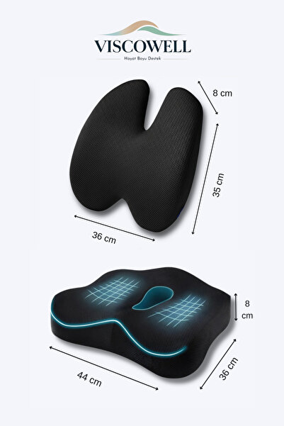 ViscoWell Orthopedic Visco Lumbar Support Seat Cushion Min Leather – Ergonomic Support Cushion Office Vehicle