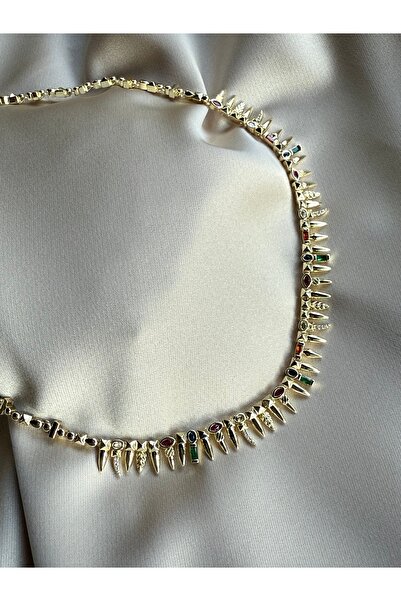 Pidobo Çok Renkli Taşlı Mini Çivi Kolye (Nikel Free)