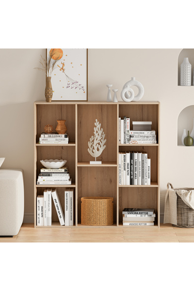 CHOGORI منظم مكعبات خشبي بظهر مغلق، رف 11 بوصة، رف كتب وخزانة عرض للمكتب المنزلي