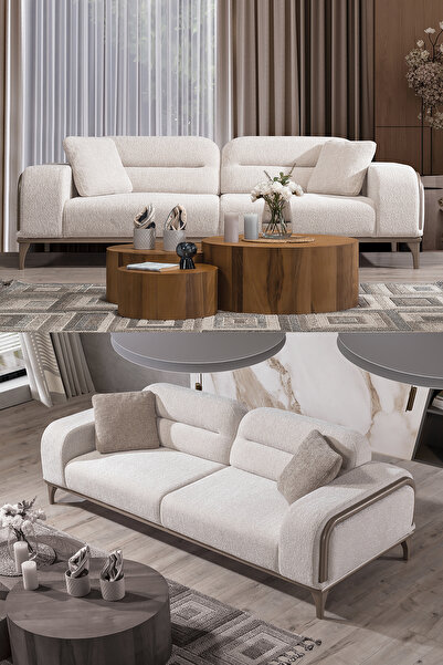 Eymense Defna Koltuk Takımı 3+3 Krem