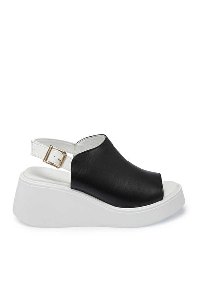 Tergan Siyah Hakiki Deri Kadın Sandalet - K25Y1SN67890-A23