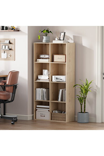 CHOGORI منظم مكعبات خشبي بظهر مغلق، رف 11 بوصة، رف كتب وخزانة عرض للمكتب المنزلي