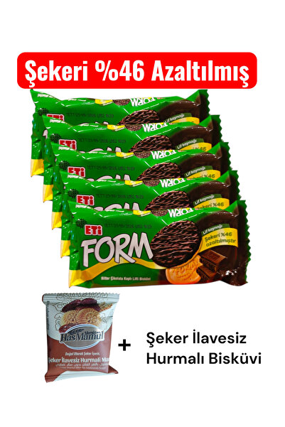 KMS HOME Eti Form Bitter Çikolata Kaplı Lifli Bisküvi Şeker %46 Azaltılmış 50...