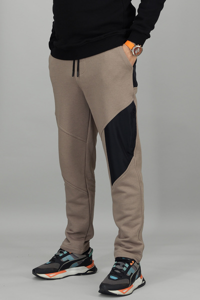 Souris Men's Mink Regular Fit Jogger Pants Sweatpants with Zipper Side Pocketed Pack of Cotton