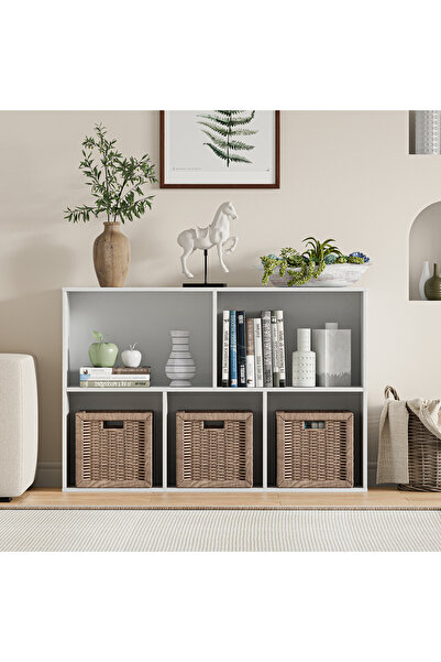 CHOGORI منظم مكعبات خشبي بظهر مغلق، رف 11 بوصة، رف كتب وخزانة عرض للمكتب المنزلي