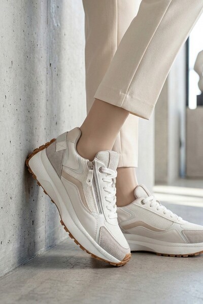 Modabuymus White Thick Non-Slip Sole Sneakers Zippered Daily Women's Sports S...