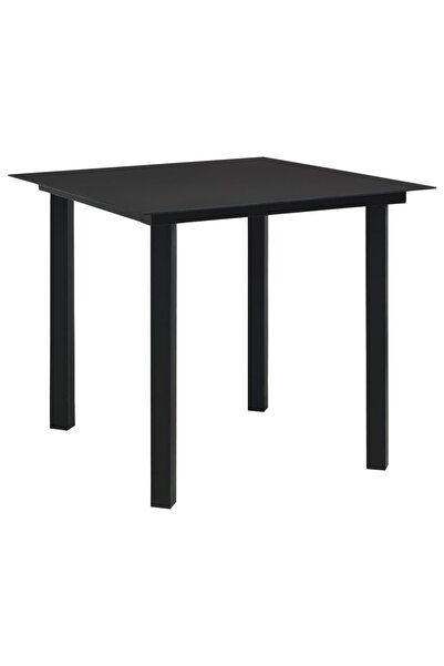 vidaxl Masă de grădină, negru, 80 x 80 x 74 cm, oțel și sticlă