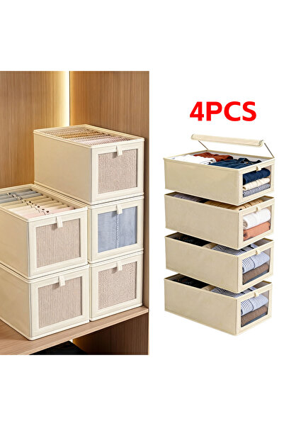 Axpeih 4 Pack Foldable Wardrobe Storage Bins Clear Window Lid Handle Washable...