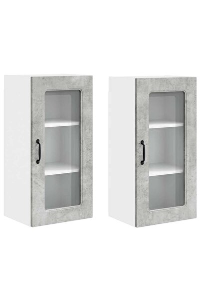 vidaxl Dulap de bucătărie Kalmar 2 pcs Gri din beton 40 x 31 x 80 cm
