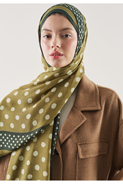 Freshscarfs ΣΑΛΙ ΡΑΜΙ ΜΕ ΣΧΕΔΙΟ ΠΟΥΑΝΤΙΕ ΠΡΑΣΙΝΟ ΕΛΑΙΟΠΙΡΟ