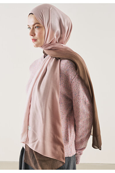 Freshscarfs Degrade Pattern Rami̇ Shawl Brown-Powder