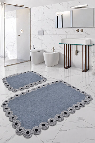 Teksev Gülruba Cornered Dark Gray Dowry Set of Lace Pieces, Set of 2 Pieces, ...