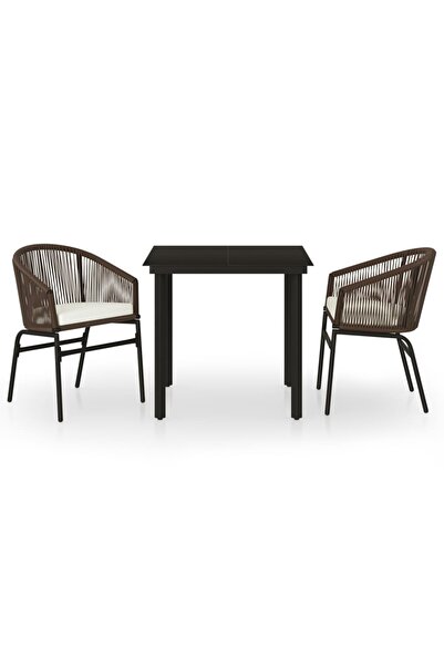 vidaxl Set mobilier de grădină, 3 piese, maro