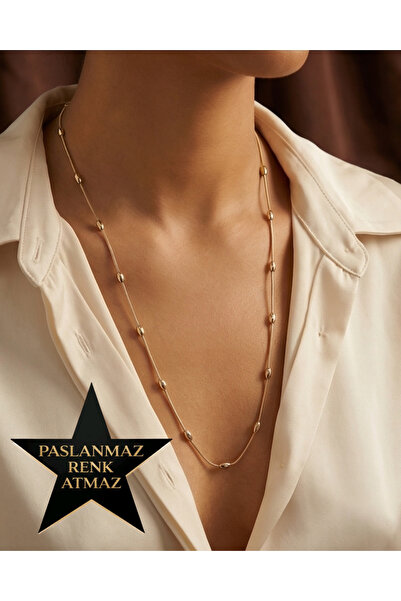 XUPING JEWELRY Xuping 14K Altın Renginde Badem Kadın Kolye 60 cm
