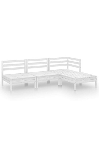vidaxl Set mobilier de grădină, 4 piese, alb, lemn masiv de pin