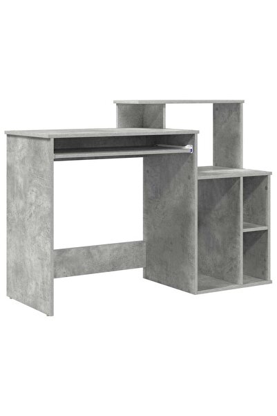 vidaxl Birou cu raft Gri din beton 120,5 x 44 x 88,5 cm Lemn compozit