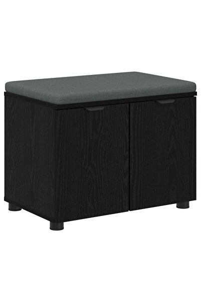 vidaxl Bancă pentru hol cu pernă cu raft Stejar Negru 60 x 38 x 46 cm