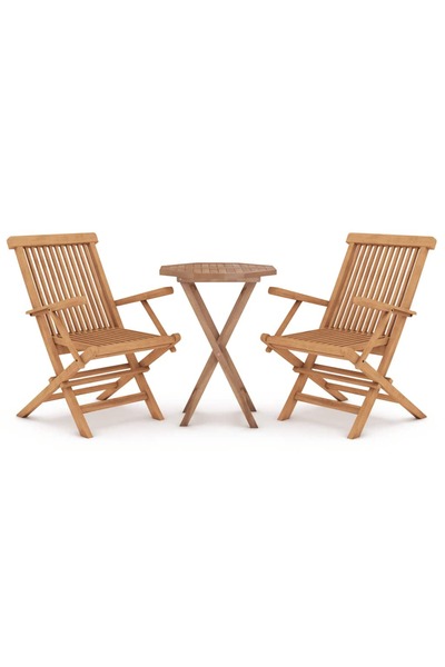 vidaxl Set mobilier de grădină, 3 piese, lemn masiv de tec