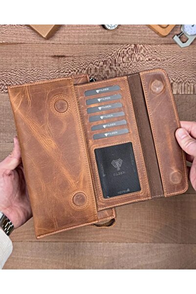 Fil Deri جلد أصلي سحبًا قابلًا للسحب مع حامل بطاقات مقابض حقيبة يد 2137