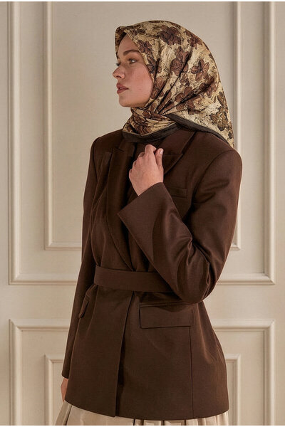 SilkTouch Coffee Spring Breeze Pattern Kraş Scarf