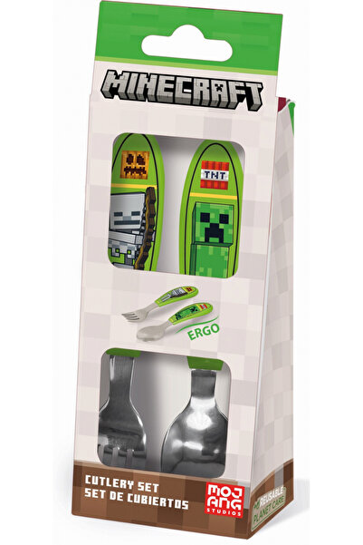 MINECRAFT Set de 2 tacâmuri ergonomice, furculiță și lingură pentru copii 20x...