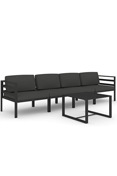 vidaxl Set mobilier de grădină cu perne, 5 piese, antracit, aluminiu