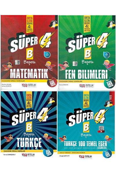 Nitelik Yayınları 4.SINIF SÜPER (B SERİSİ) TÜRKÇE-MATEMATİK-FEN BİLİMLERİ-PAR...