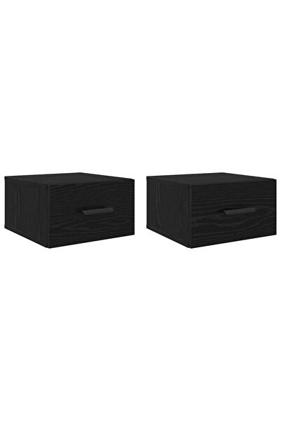 vidaxl Dulap de noapte Pe perete 2 pcs Stejar Negru 35 x 35 x 20 cm