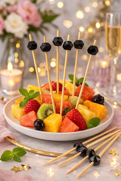 Happyewent Black Beaded Decorative Toothpicks, Pack of 12 – Fruit, Cocktail, ...