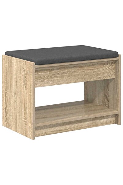 vidaxl Bancă pentru hol cu pernă cu raft Stejar Sonoma 63 x 38 x 45 cm