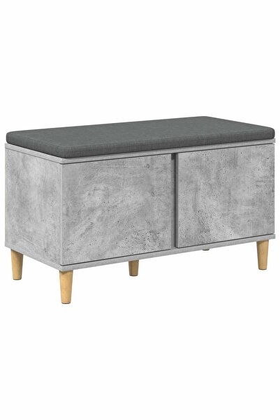 vidaxl Bancă pentru hol cu pernă cu raft Gri Beton 80 x 38 x 46 cm