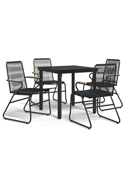 vidaxl Set mobilier de grădină, 5 piese, negru, ratan PVC