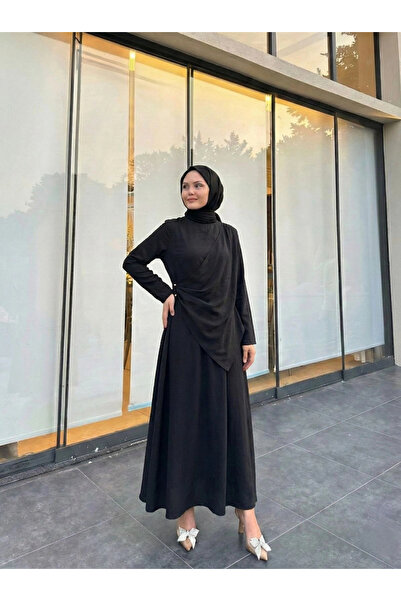 Butik Siyah Yeni Modal Kumaş Elbise Modelimiz