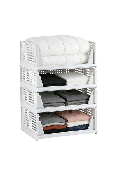 Axpeih مجموعة من 4 صناديق تخزين قابلة للطي والتكديس، منظم خزانة ملابس، مكعبات...