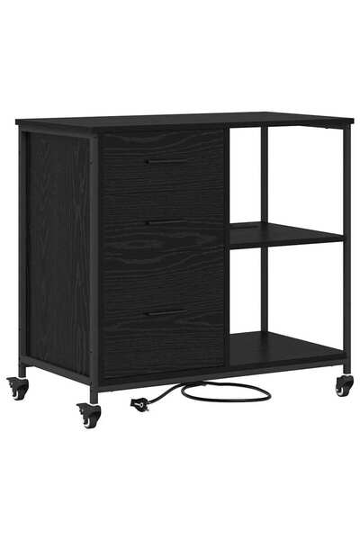 vidaxl Cabinet cu Stație de Încărcare Stejar Negru 76 x 41 x 72 cm