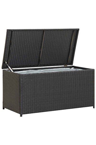 vidaxl Garden storage box, black, 100x50x50 cm, polyrattan