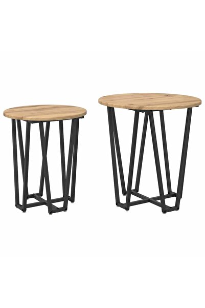vidaxl Set of 2 side tables Artisan Oak and Black