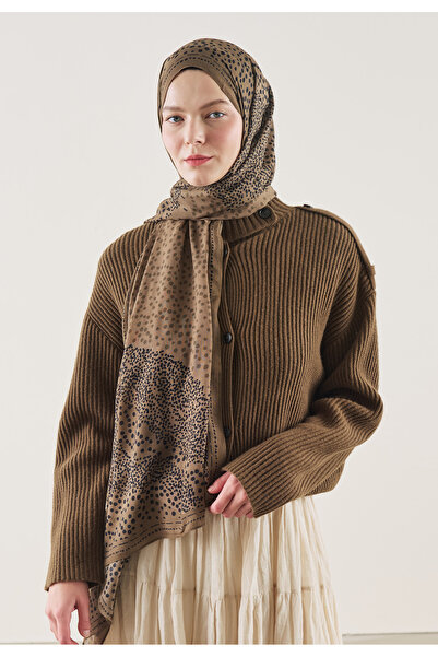 Fresh Dot Elegance Pattern Rami Shawl Chocolate Brown