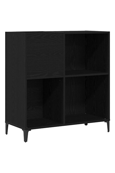 vidaxl Dulap pentru discuri de vinil Stejar Negru 84,5 x 38 x 89 cm