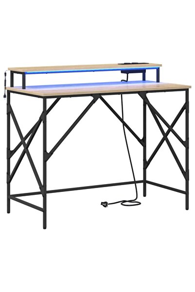 vidaxl Birou cu raft Stejar Sonoma 100 x 50 x 86,5 cm Lemn compozit